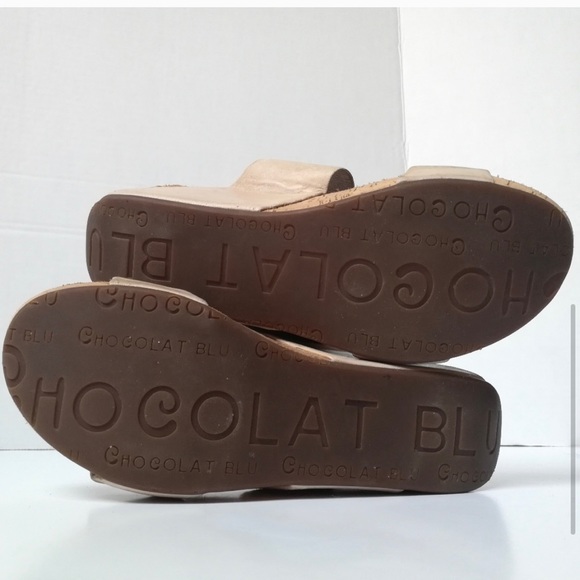 🆕 Chocolat Blu Neutral Nude Taupe Platform Sandal - Picture 3 of 5